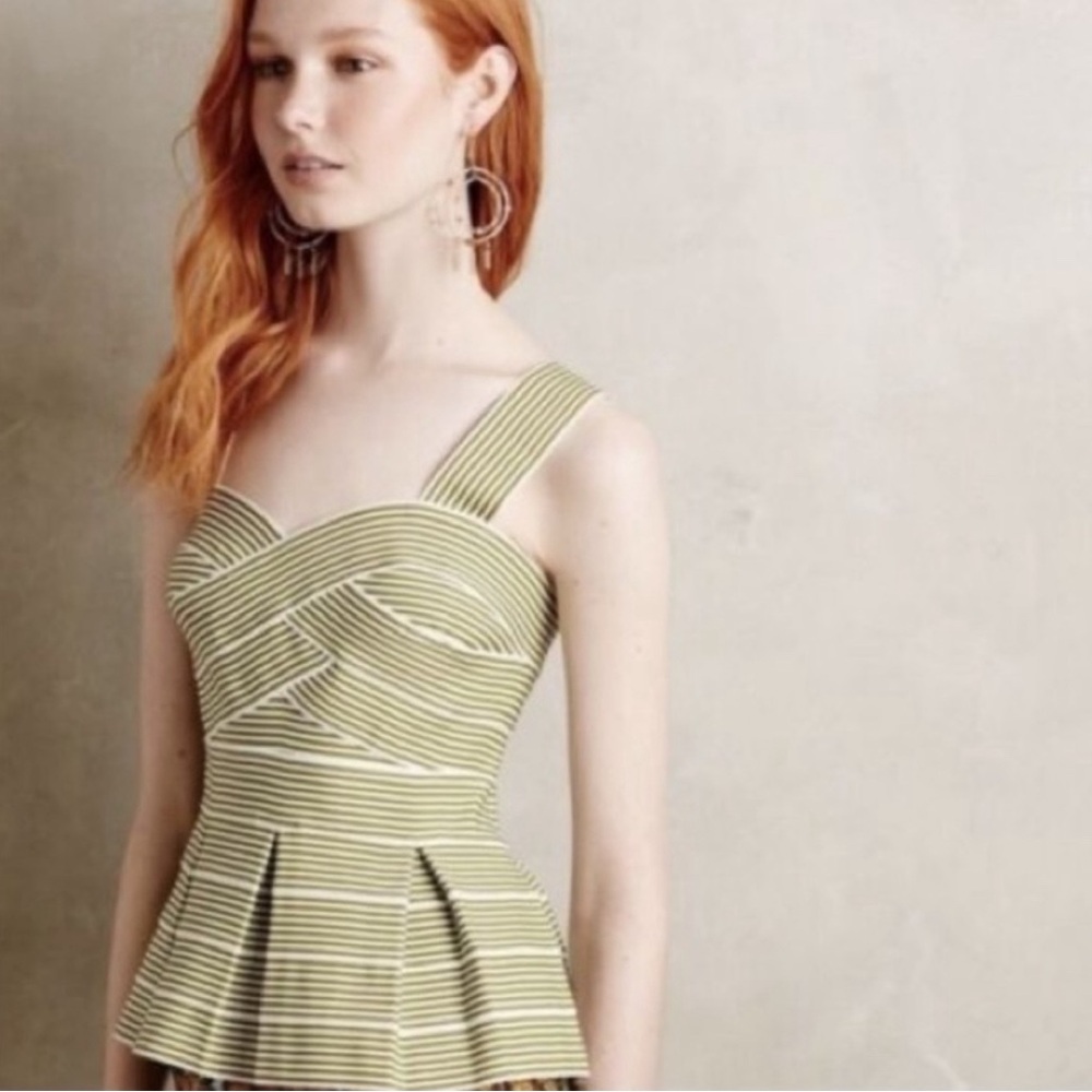 Cute Green and White Striped Peplum Top from Anthropologie / HD in Paris